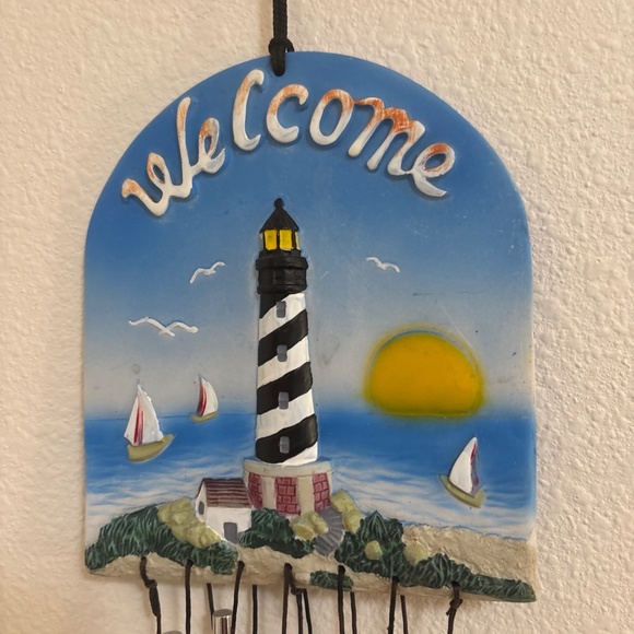 Lighthouse Sailboats Windchimes Outdoor Garden Nautical Resin 19” - Picture 4 of 6